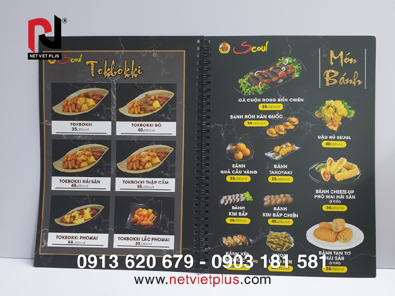 Một số mẫu menu nhà hàng