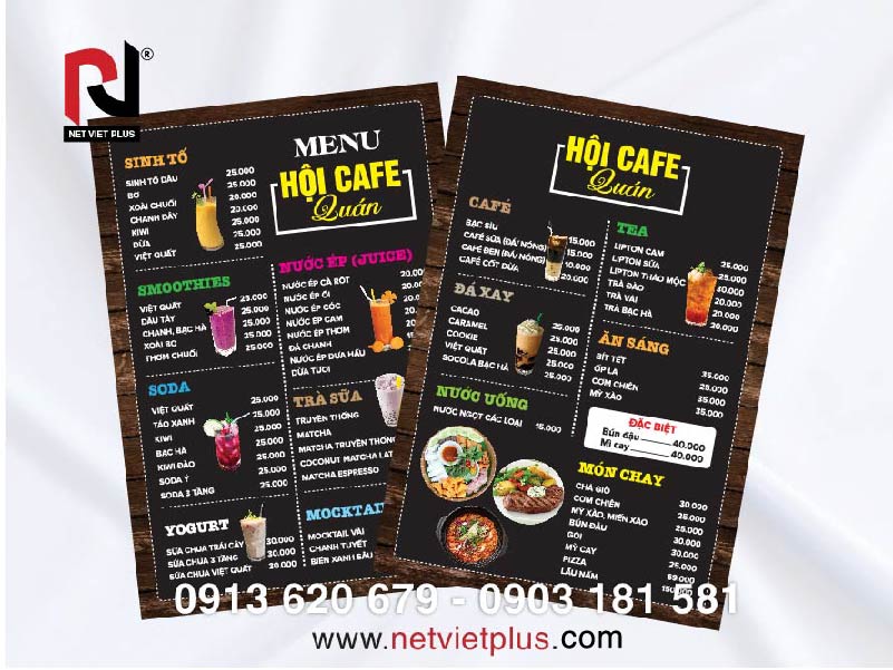 Các loại đồ uống có trong menu