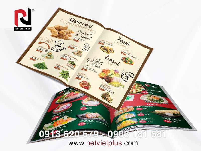 menu bắt mắt, in ấn rõ nét