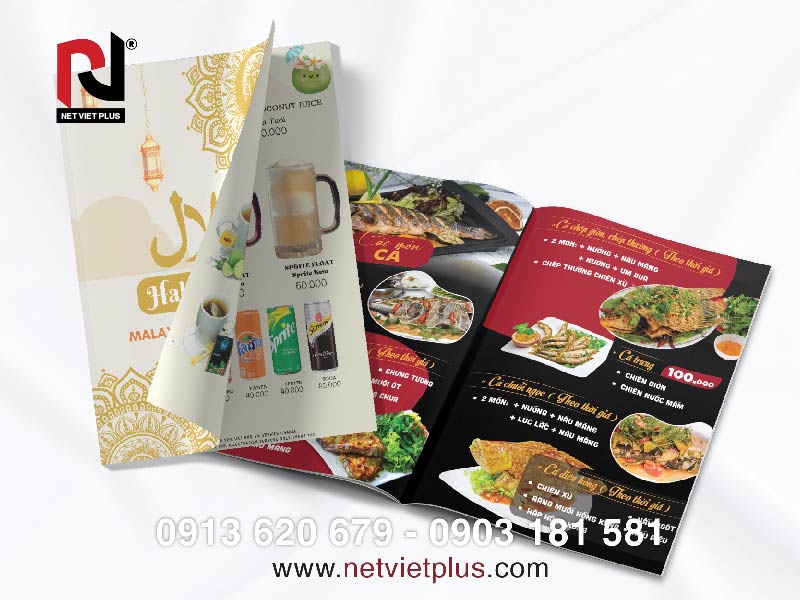 In menu giá rẻ chất liệu giấy couche