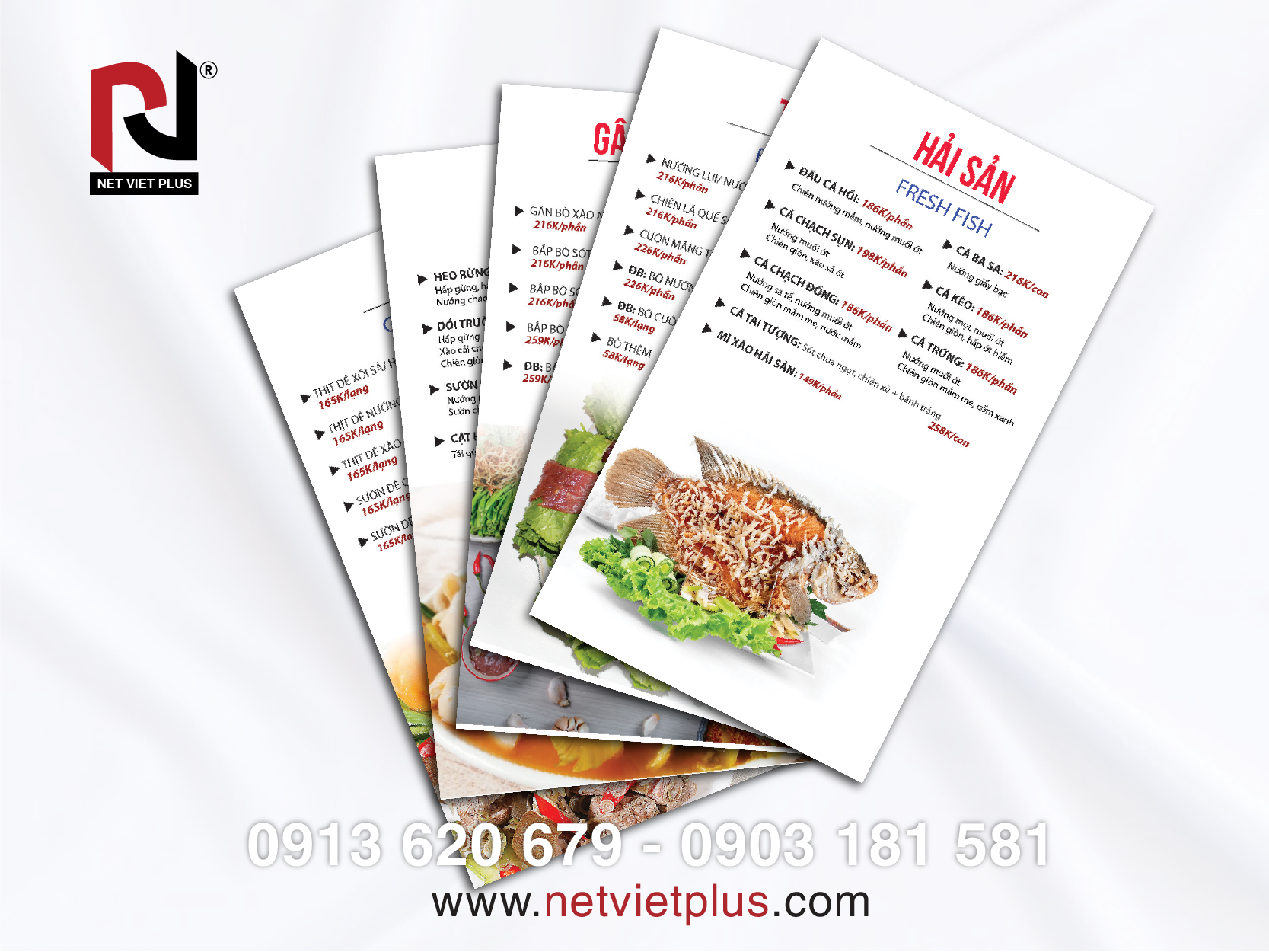 Các thành phần cơ bản khi làm menu nhà hàng