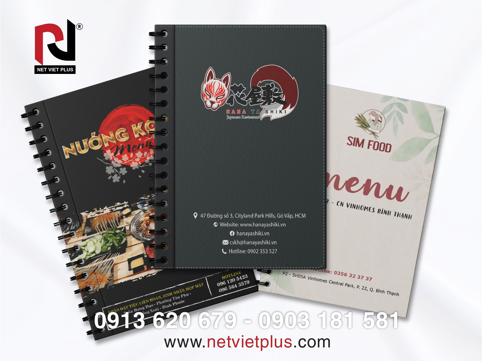 Menu nhiều trang đóng thành cuốn giá tính theo trang.