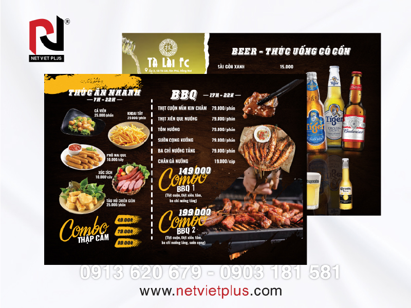 Mẫu làm menu theo thực đơn 