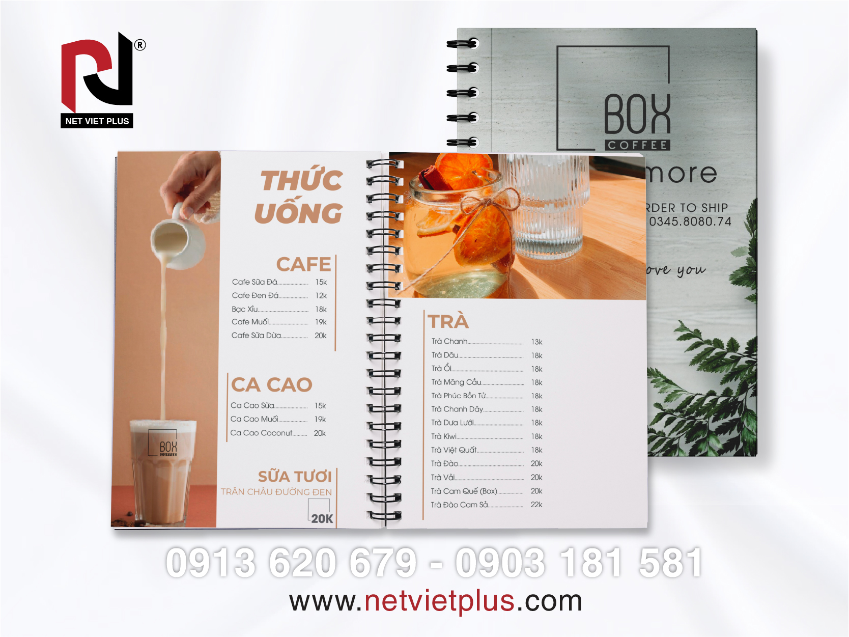 Menu dạng bảng cứng cáp cho quán cafe