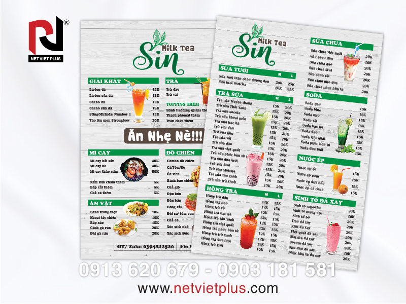 Menu trà sữa đẹp 