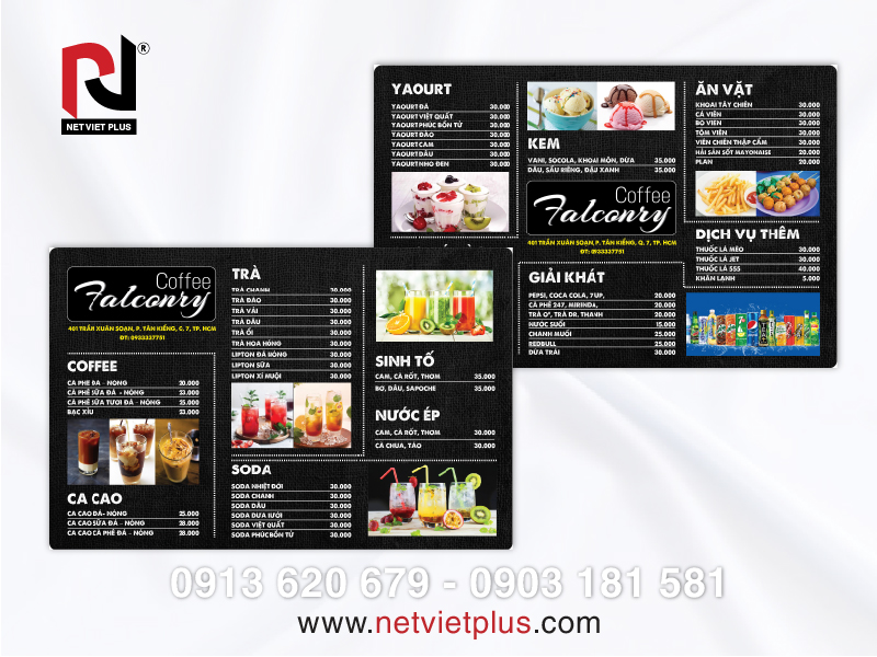 Mẫu menu có phong cách tối giản