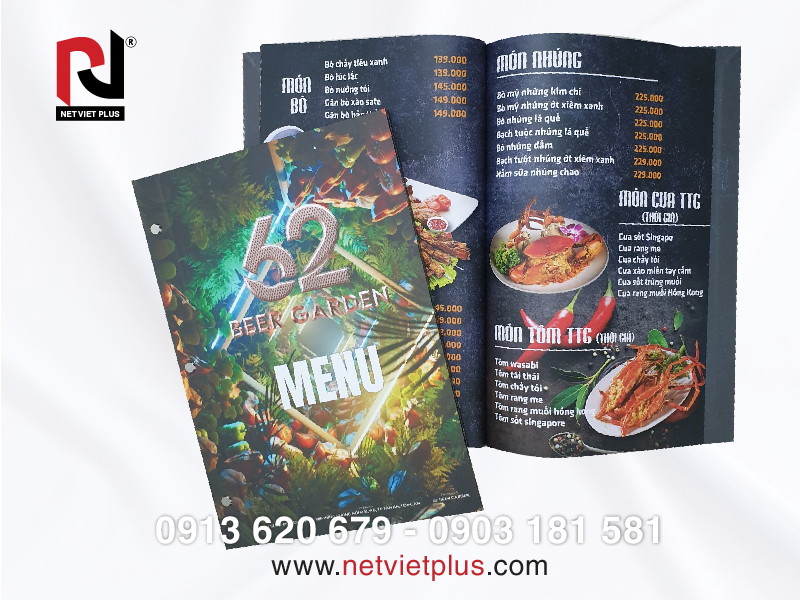 Kích thước menu phù hợp với quán nhậu