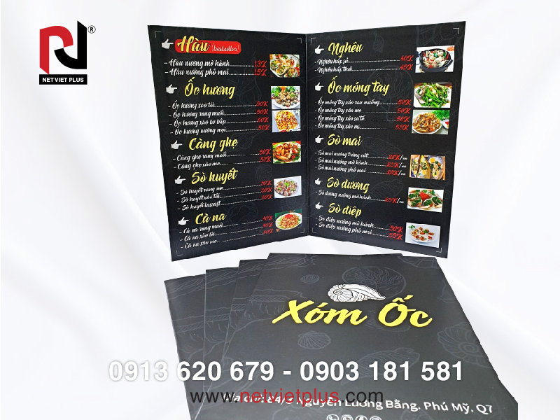 Các món ăn trong menu quán ốc