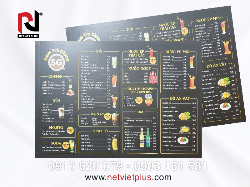 Thiết kế menu thể hiện phong cách của quán