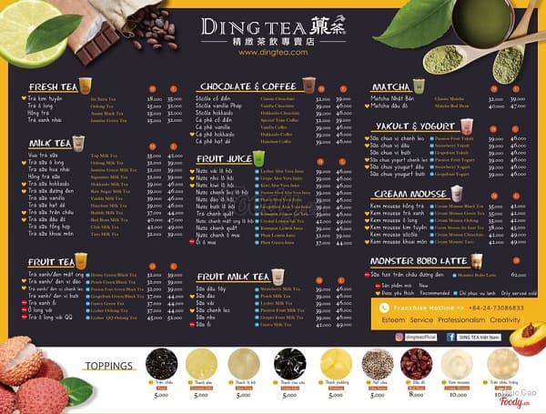 Mẫu menu trà sữa