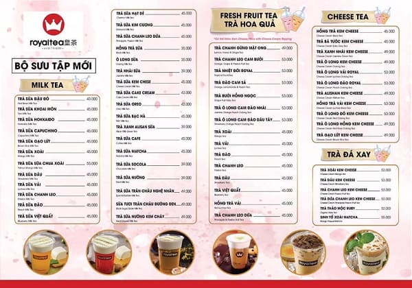 Mẫu menu trà sữa