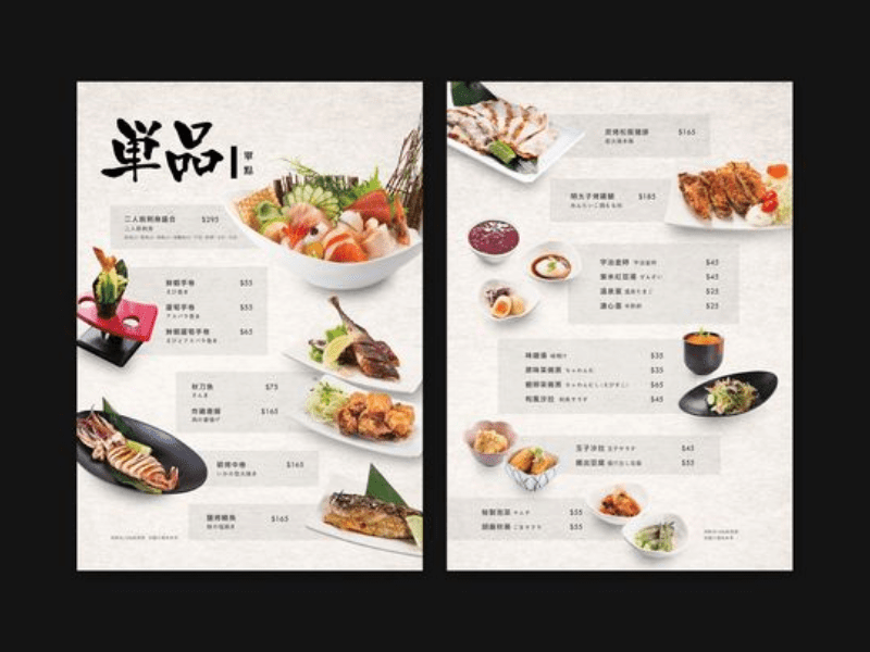 thiết kế menu quán ăn