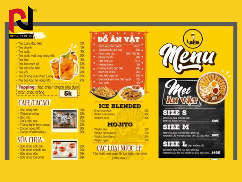 thiết kế menu bánh ngọt