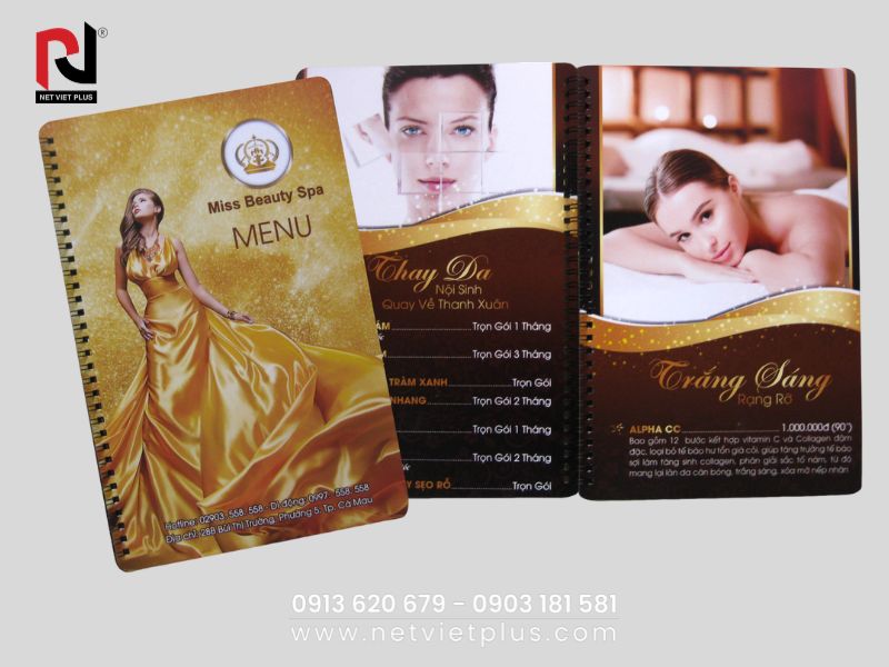 Mẫu thiết kế menu spa tại Nét Việt Plus