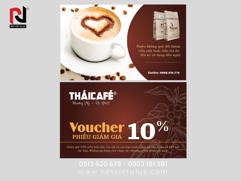 Mẫu Voucher cà phê thiết kế tại Nét Việt Plus